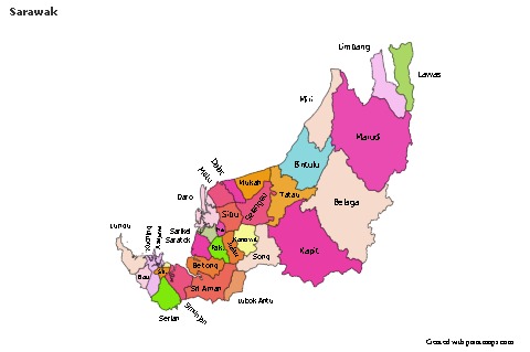 Mapas de muestra para Sarawak (coloreado)