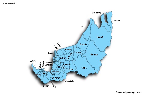 Mapas de muestra para Sarawak (azul,sombrío)