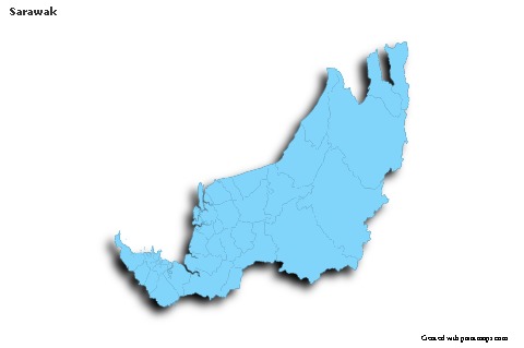 Mapas de muestra para Sarawak (azul,contorno,sombrío)