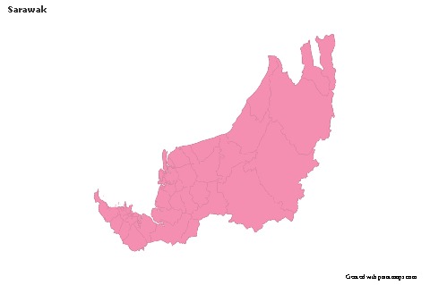 Mapas de muestra para Sarawak (rosa,contorno)