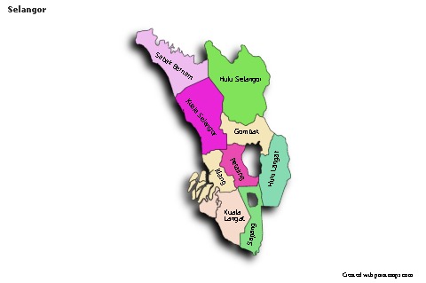 Mapas de muestra para Selangor (coloreado,sombrío)