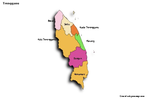 Mapas de muestra para Trengganu (coloreado,sombrío)