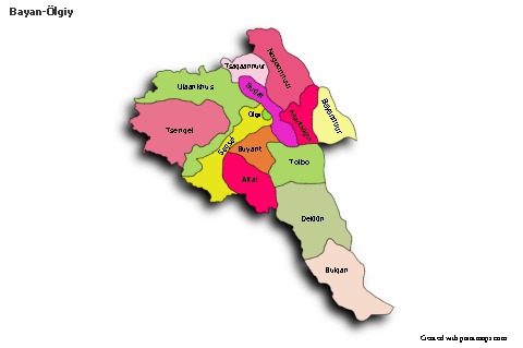Sample Maps for Bayan-Ölgiy (colored,shadowy)