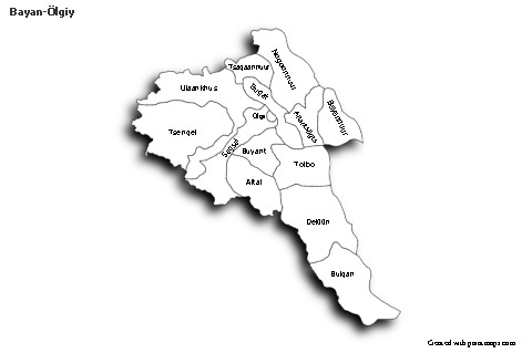 Sample Maps for Bayan-Ölgiy (black-white,shadowy)