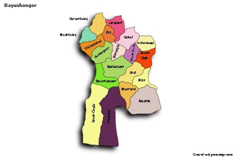 Contoh Peta untuk Bayanhongor (berwarna,bayangan)