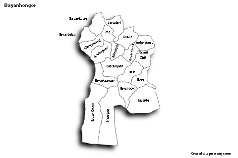 Contoh Peta untuk Bayanhongor (hitam-putih,bayangan)