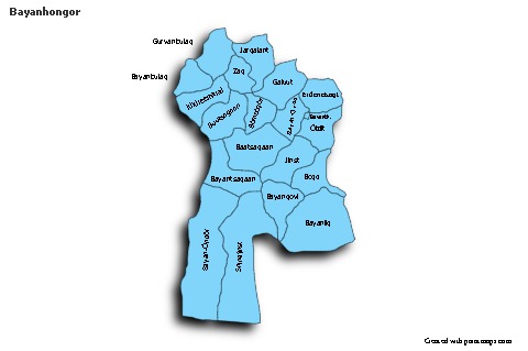 Contoh Peta untuk Bayanhongor (biru,bayangan)