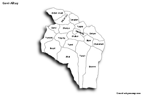Govi-Altay için Örnek Haritalar (siyah-beyaz,gölgeli)