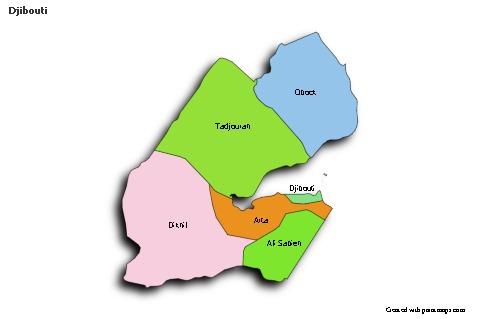 Sample Maps for Djibouti (colored,shadowy)