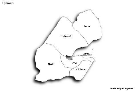 Sample Maps for Djibouti (black-white,shadowy)