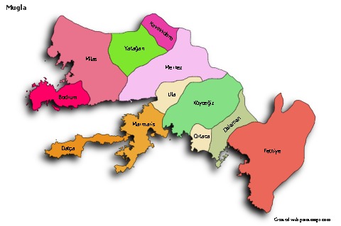 Mugla için Örnek Haritalar (renkli,gölgeli)