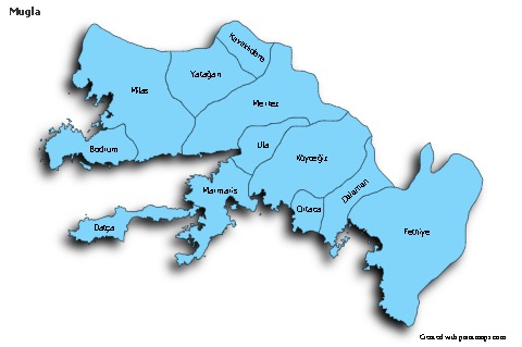 Mugla için Örnek Haritalar (mavi,gölgeli)