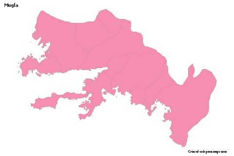 Mugla için Örnek Haritalar (pembe,anahat)