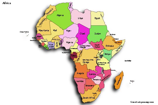Afrika için Örnek Haritalar (renkli,gölgeli)