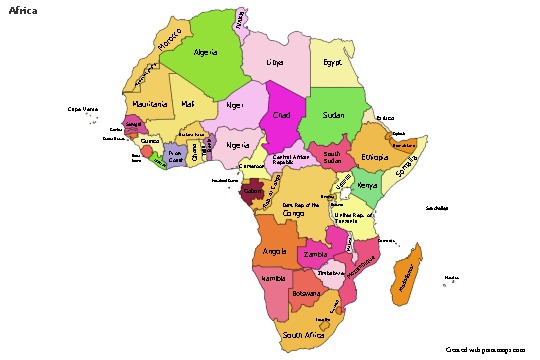 Afrika için Örnek Haritalar (renkli)
