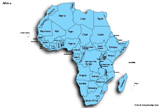 Afrika için Örnek Haritalar (mavi,gölgeli)