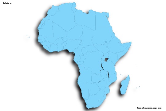 Afrika için Örnek Haritalar (mavi,anahat,gölgeli)