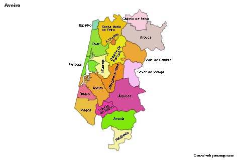 Exemplos de mapas para Aveiro (colorido)