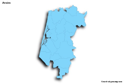 Exemplos de mapas para Aveiro (azul,contorno,sombra)