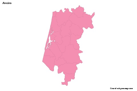 Exemplos de mapas para Aveiro (rosa,contorno)