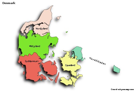 Contoh Peta untuk Denmark (berwarna,bayangan)