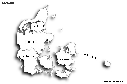 Contoh Peta untuk Denmark (hitam-putih,bayangan)