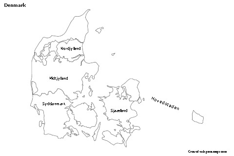 Contoh Peta untuk Denmark (hitam-putih)