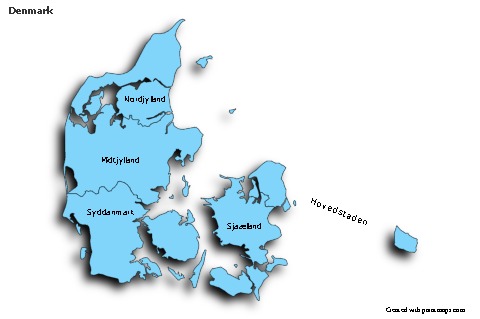 Contoh Peta untuk Denmark (biru,bayangan)