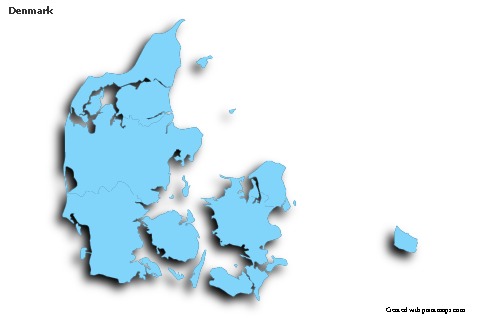 Contoh Peta untuk Denmark (biru,garis luar,bayangan)