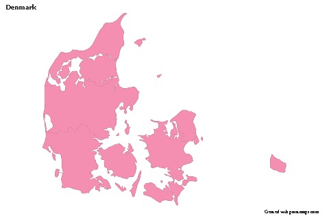 Contoh Peta untuk Denmark (merah jambu,garis besar)
