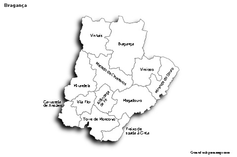 Mapas de muestra para Bragança (blanco-negro,sombrío)