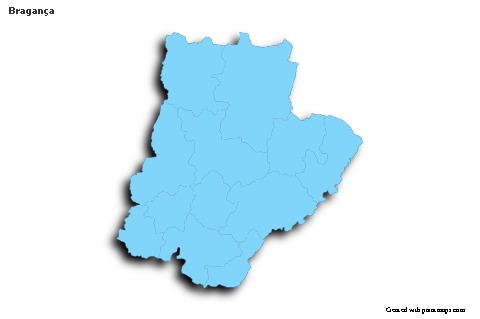 Mapas de muestra para Bragança (azul,contorno,sombrío)