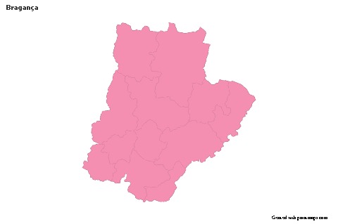 Mapas de muestra para Bragança (rosa,contorno)