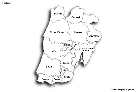 Contoh Peta untuk Lisboa (hitam-putih,bayangan)