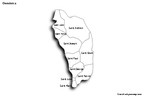 Sample Maps for Dominica (black-white,shadowy)