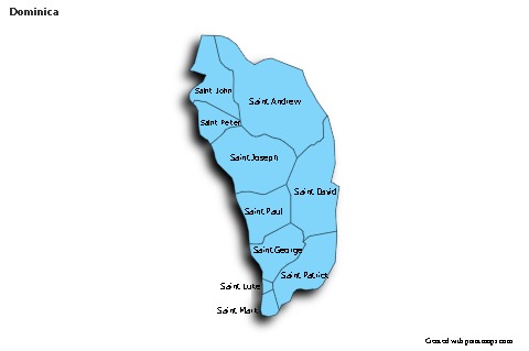 Sample Maps for Dominica (blue,shadowy)