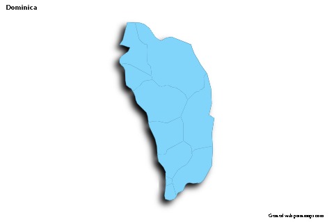 Sample Maps for Dominica (blue,outline,shadowy)