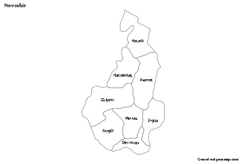 Nevsehir için Örnek Haritalar (siyah-beyaz)
