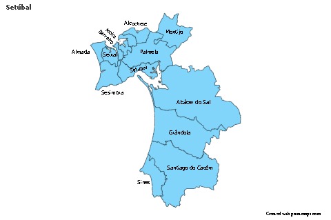 Contoh Peta untuk Setúbal (biru)