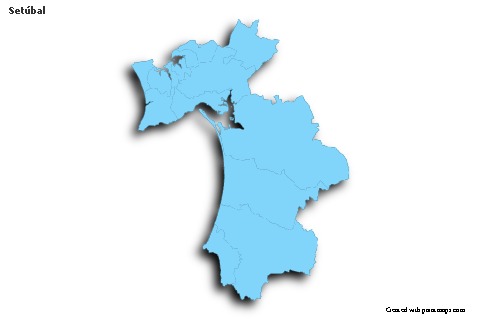 Contoh Peta untuk Setúbal (biru,garis luar,bayangan)