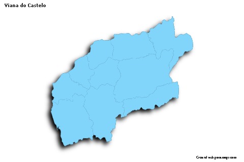 Contoh Peta untuk Viana do Castelo (biru,garis luar,bayangan)