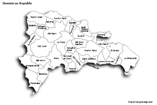 Sample Maps for Dominican Republic (black-white,shadowy)
