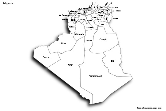 Sample Maps for Algeria (black-white,shadowy)