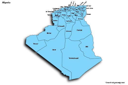 Sample Maps for Algeria (blue,shadowy)