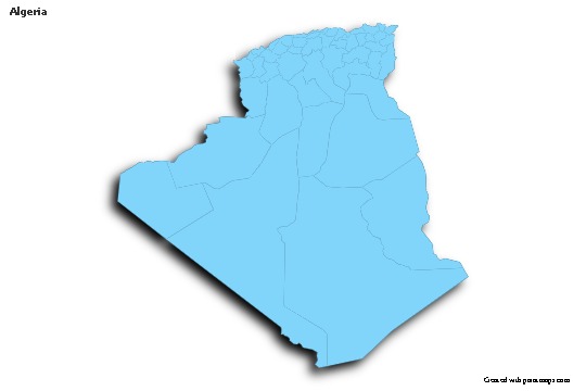 Sample Maps for Algeria (blue,outline,shadowy)