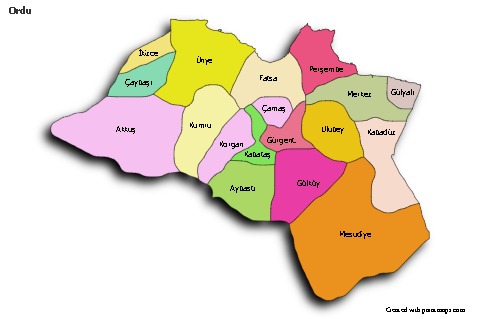 Sample Maps for Ordu (colored,shadowy)