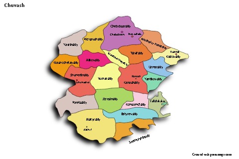 Contoh Peta untuk Chuvash (berwarna,bayangan)