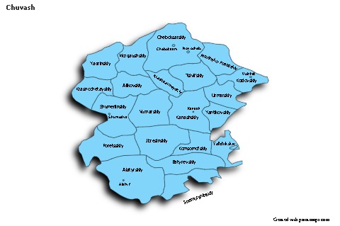 Contoh Peta untuk Chuvash (biru,bayangan)