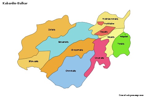 Contoh Peta untuk Kabardin-Balkar (berwarna)