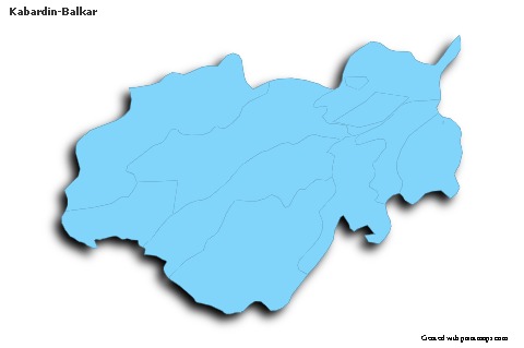 Contoh Peta untuk Kabardin-Balkar (biru,garis luar,bayangan)